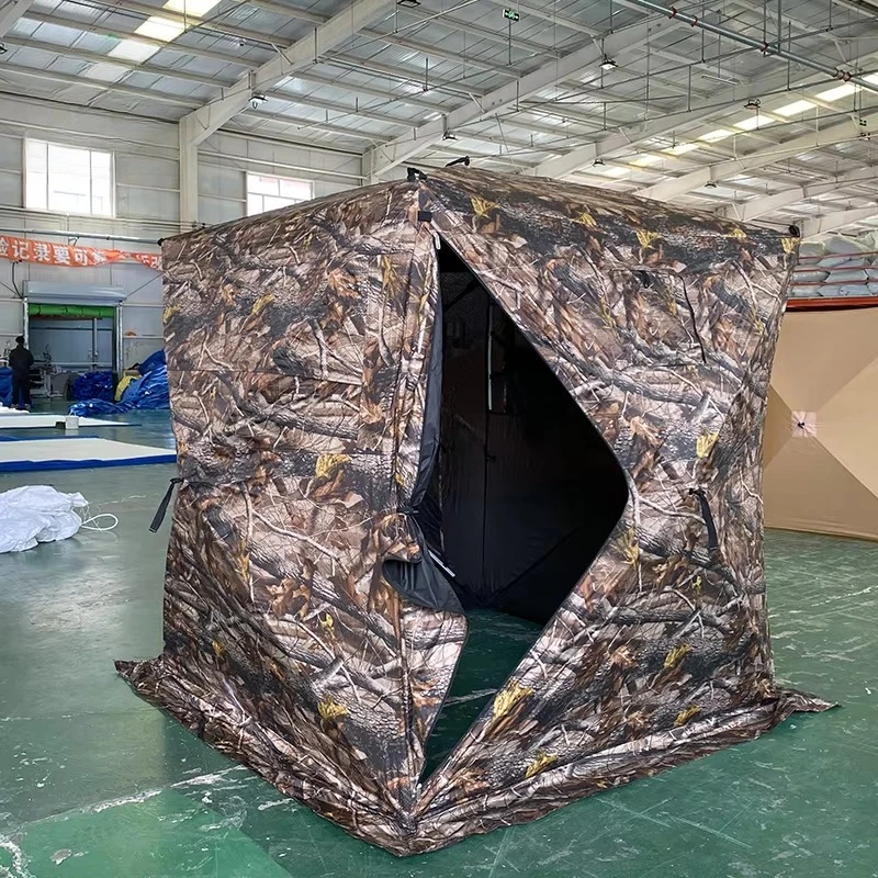 2-3 Person Camo Tent 270 Degree See Through View Waterproof Fiberglass Pole Portable Hide Tent With Carry Bag