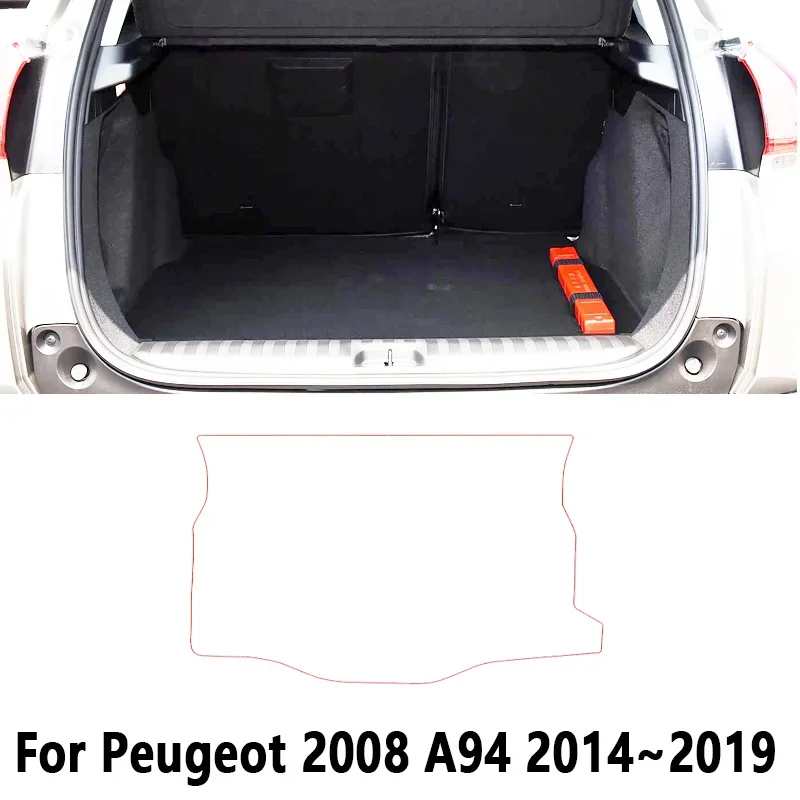 Car Trunk Mat For Peugeot 2008 2015 2013~2019 2014 A94 Leather Waterproof Cargo Tray Storage Pad Cushion Carpet Auto Accessories