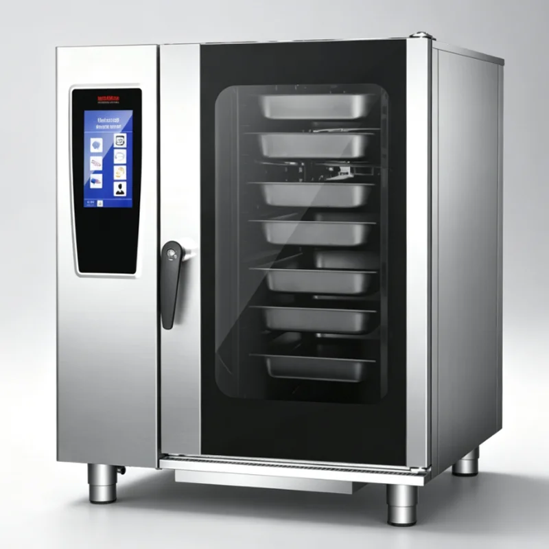 Commercial Bakery Combi Oven 10 Trays Electric 11kW 380V Three Phase Multifunctional Universal Steam Oven Touch Control Cool