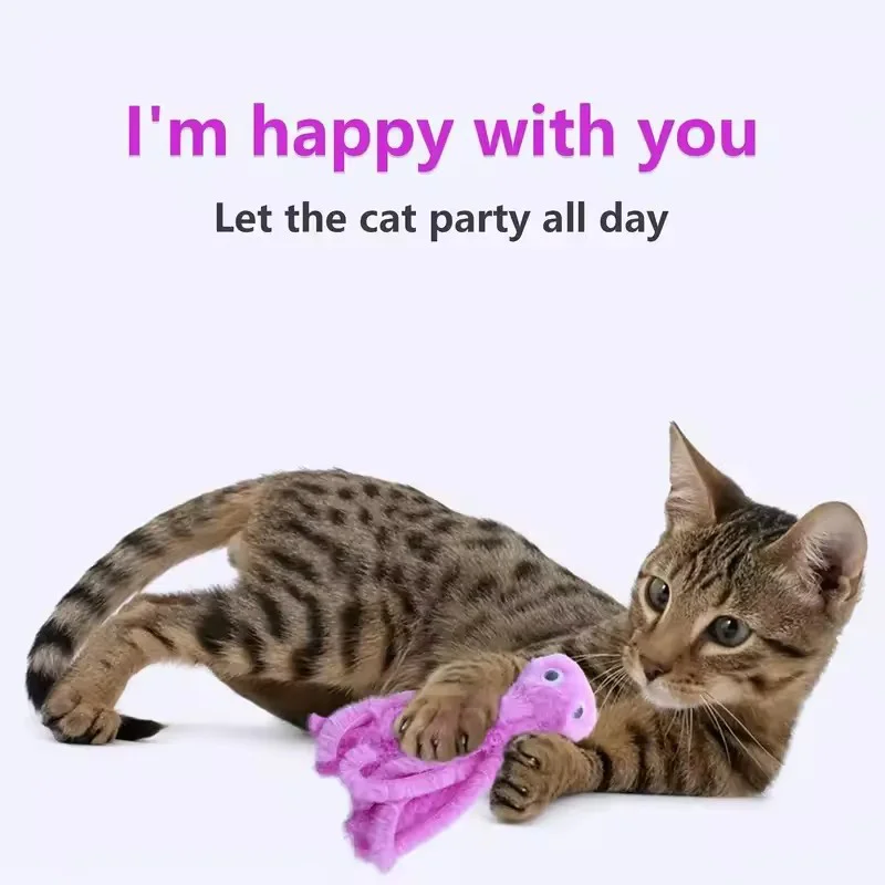 Niedliches Oktopus-Katzenspielzeug für Kätzchen und junge Katzen, Katzenspielzeug zum Kauen, Plüschtiere, interaktives Spielzubehör für Heimtierbedarf