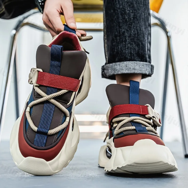 

2025 Autumn Niche Designed Casual Low Top Thick Soled Sports Shoes for Men's Fashion Trend Comfortable Versatile Chunky sneakers