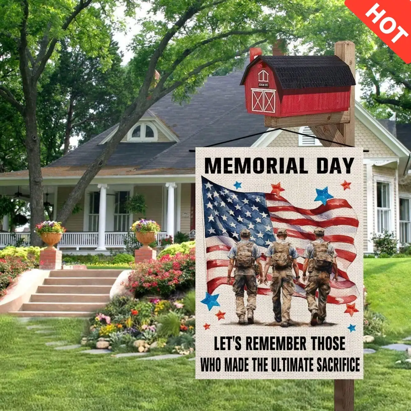 

Вертикальный двусторонний патриотический садовый флаг - декор к Дню памяти, 4 июля, Дню ветеранов с американским флагом США со звездами и полосами