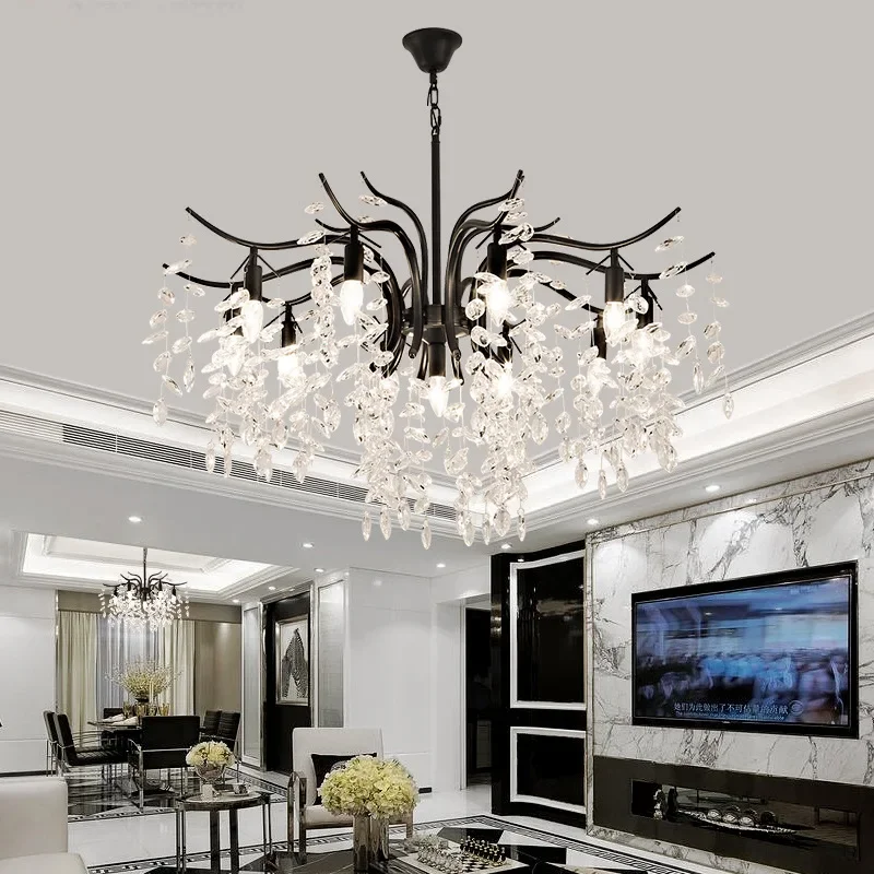 

Modern Ceiling Crystal Chandelier Black For Living Room Dining Room Bedroom Kitchen Crystal Candle Ceiling Pendant Chandeliers