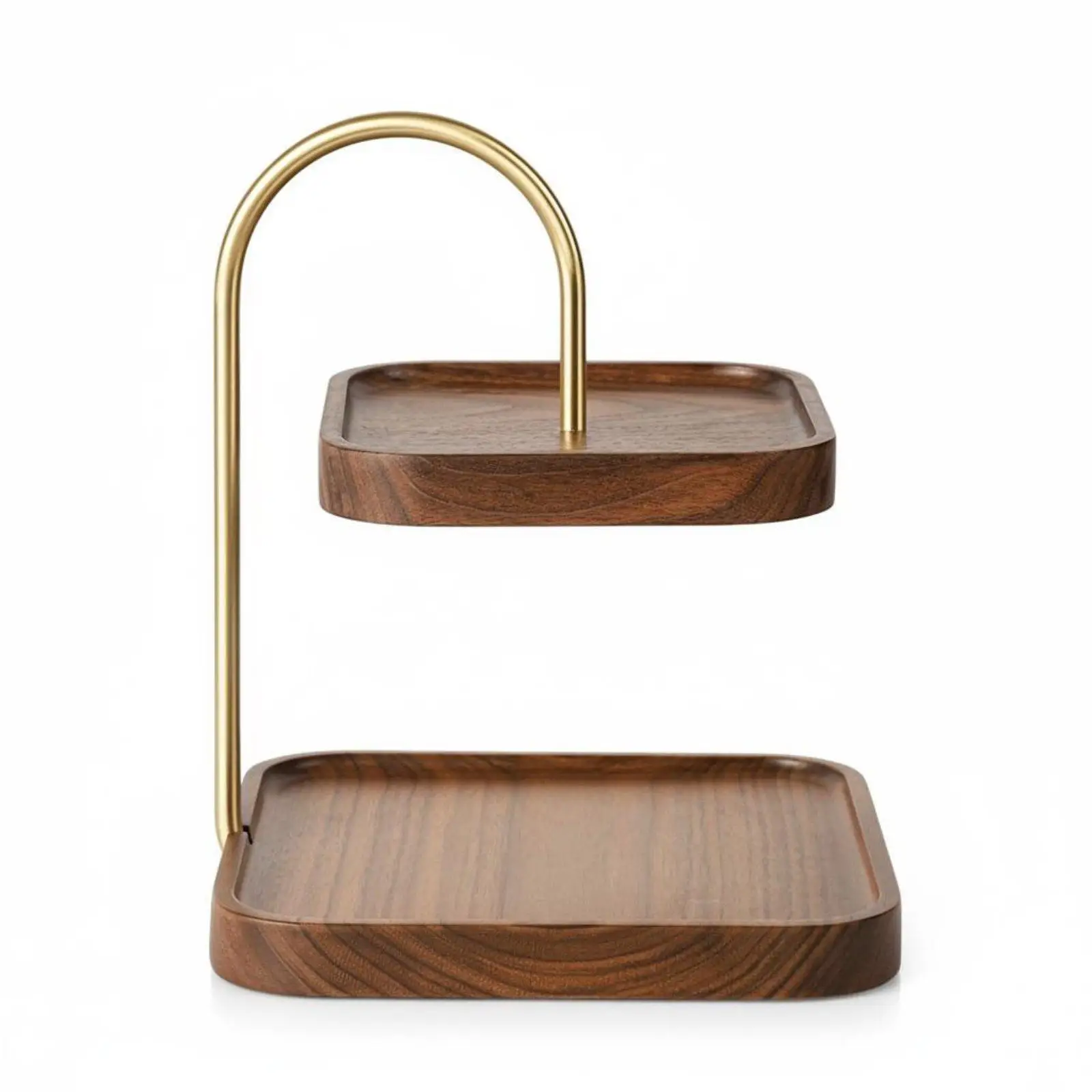2-Tier Wooden Stand Solid Wood 2-Tier Serving Tray Multi-Purpose for Living Room