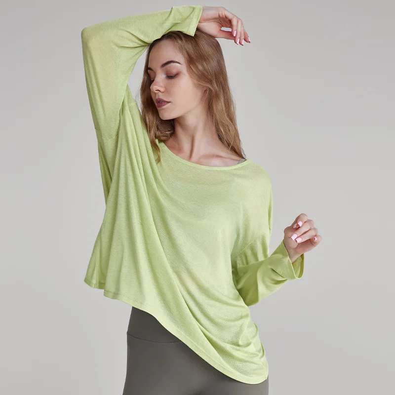 بدلة لياقة بدنية نسائية مجوفة من الخلف، بلوزة رياضية مثيرة بأكمام طويلة وخفيفة الوزن وقابلة للتنفس لليوجا #3