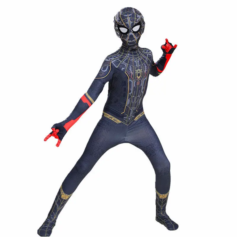 New Black Panther Spider Man No Way Home Cosplay Costume Zentai Spiderman Costume Superhero Bodysuit Spandex Suit for Kids Adult