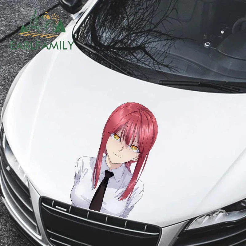 EARLFAMILY 43cm x 27.1cm for Anime Peek Makima Amusing Car Sticker Waterproof Vinyl Decal Car Accessories Creative Decoration