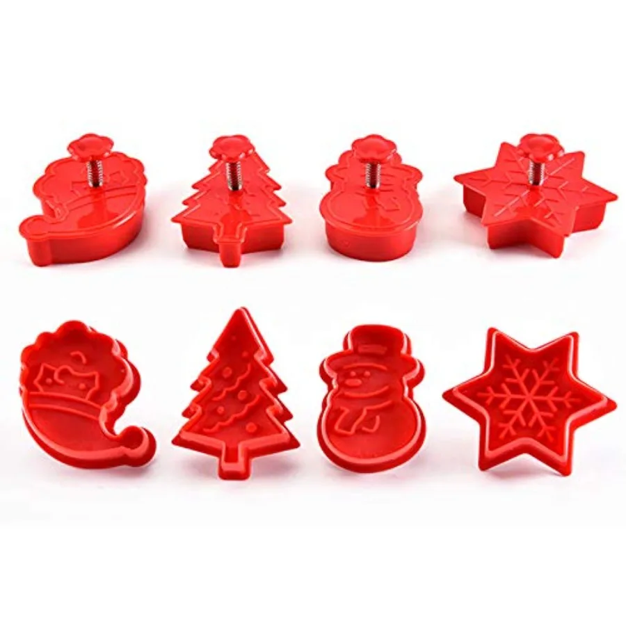 

Christmas Ce Cutter Set 4 Pack Holiday Ce Molds Christmas Ce Cutters for Baking - 3D Ce Cake Plunger Cutter Baking Mold