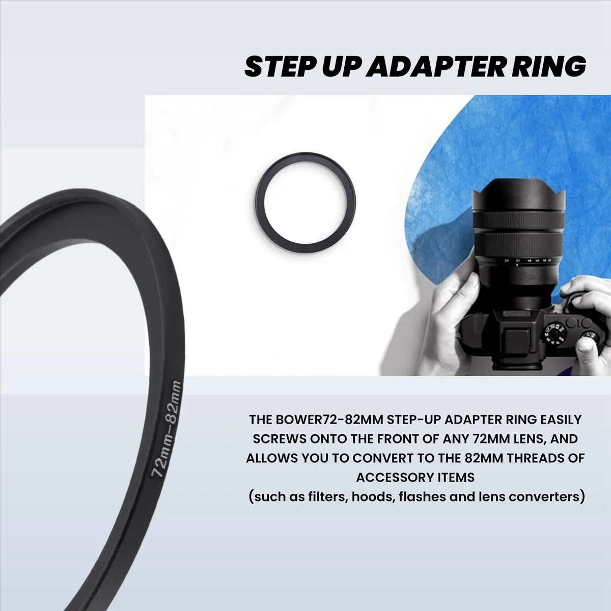 

A003 Camera Parts 72mm to 82mm Lens Filter Step Up Ring Adapter Black