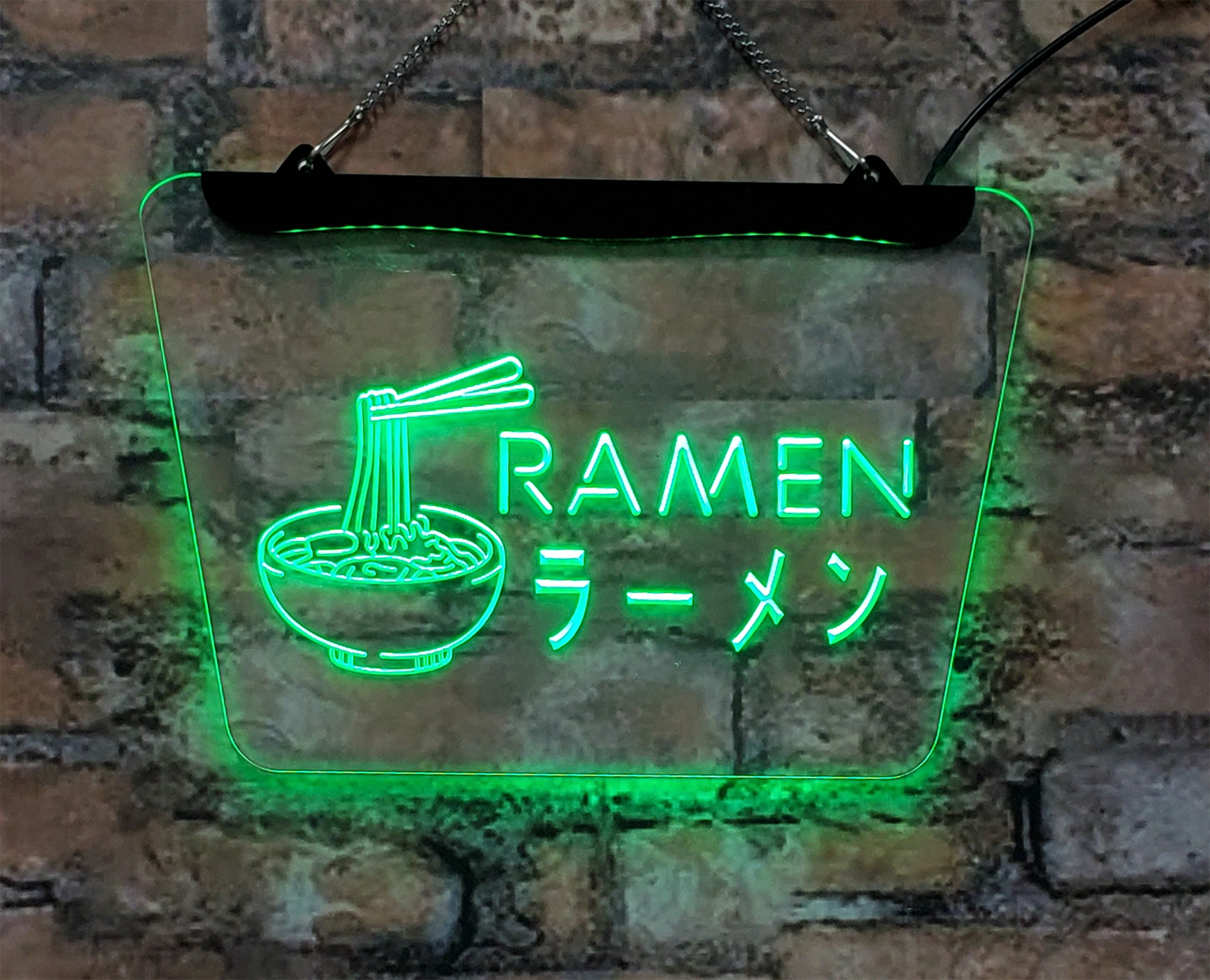 Ramen Japanese noodle restaurant Neon sign Acrylic board home decoration Interior wall art Blue pink 20*30  for stores and bars