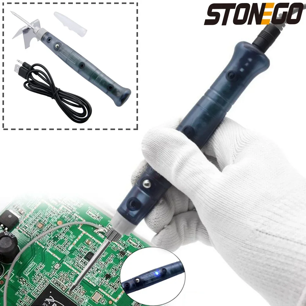 STONEGO 1 Set USB Soldering Iron, Fast Cooling & Heating Mini USB 5V 8W Soldering Iron Mini Tip Mobile Phone Motherboard Repair