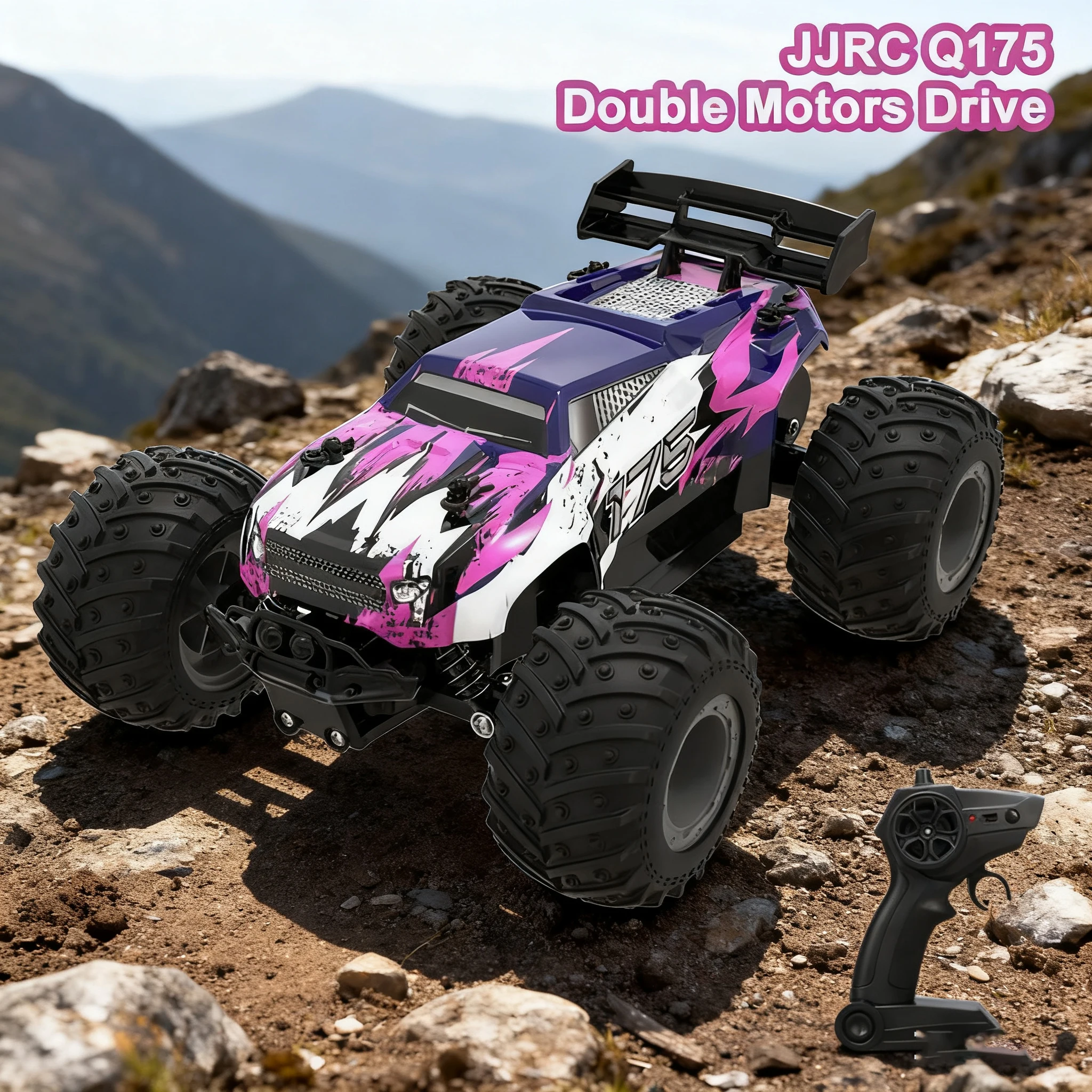 JJRC Q175 RC Cars todoterreno 1:18 20 Km/h 2,4 GHz motores dobles con luz LED coches de Control remoto camión de deriva juguetes de Navidad