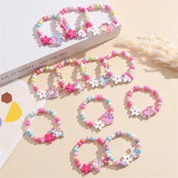 b87 Flowers Beads Bracelet Friendship Wooden Bracelets For Girls Star Moon Cloud Flower Jewelry Accessories Wholesale Girl