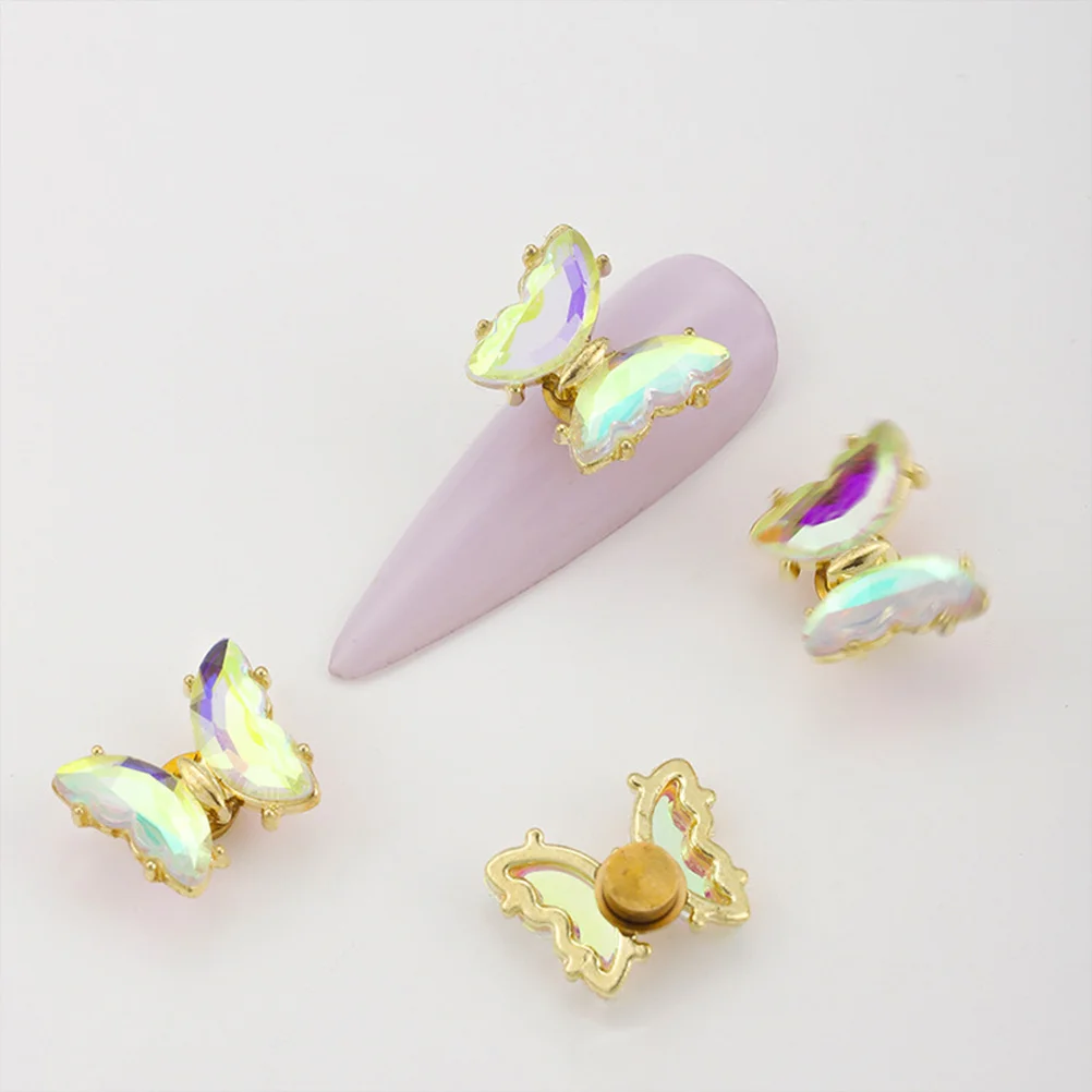 

5Pcs Rotating Butterfly Nail Charms Stylish Colors Lightweight Gems Rhinestones for Nail Art Nails Decorations DIY