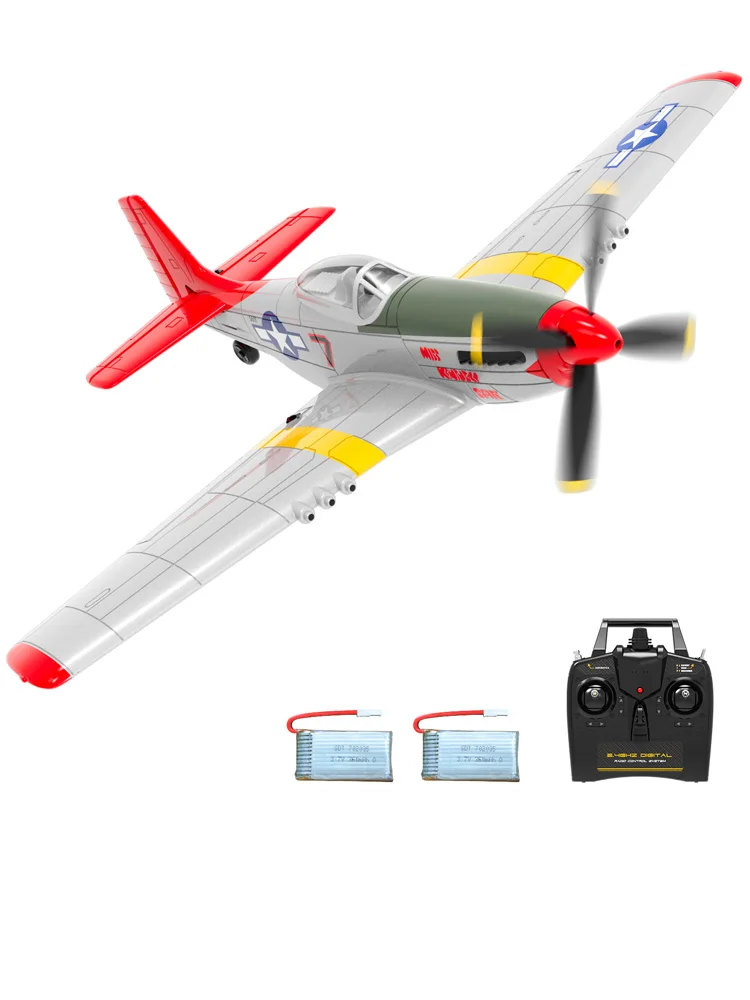 VOLANTEXRC P51D Mustang RC Flugzeug 2.4G 4CH 400mm Spannweite Ein-Tasten-Akrobatik RTF RC Kampfflugzeug mit XPILOT Stabilisator
