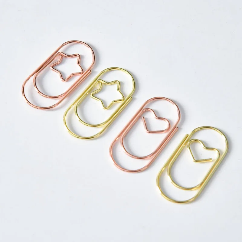 Cute Mini Shape Paperclip Metal Bookmark Colorful Curved Pin Message Folder Book Page Folder Rose Gold Paper Clips