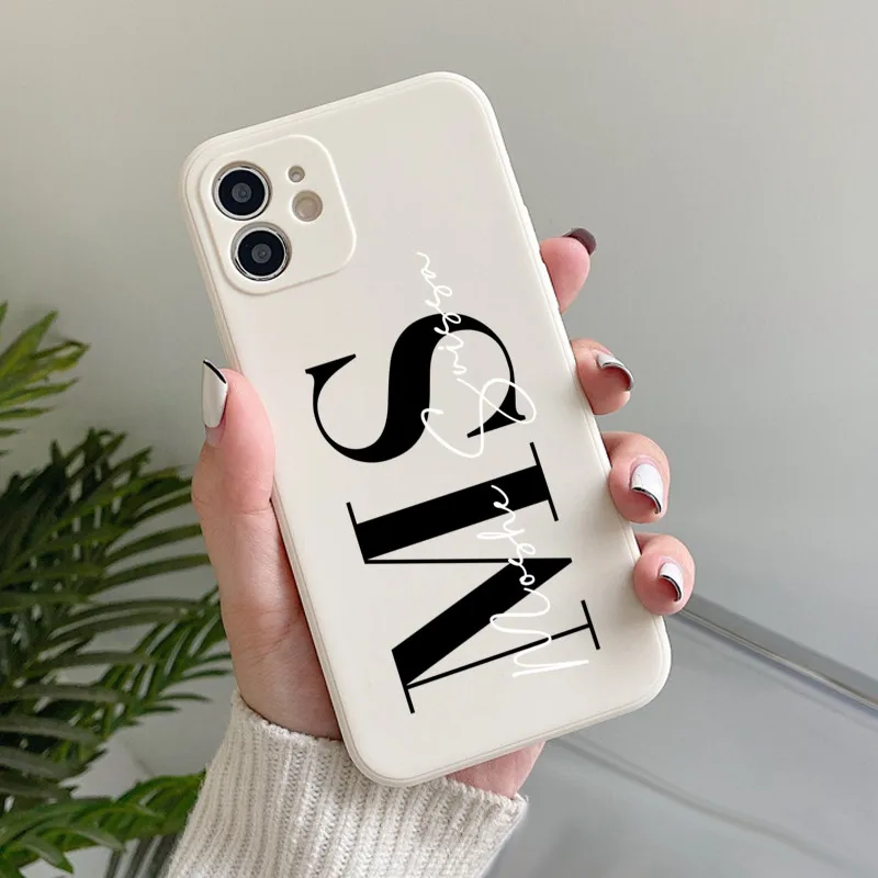 Custom Write Letters Phone Case for Apple iPhone 15 Pro Max 14 Plus 13 12 Mini 11 X XR XS Max Personalized Silicone Soft Cover