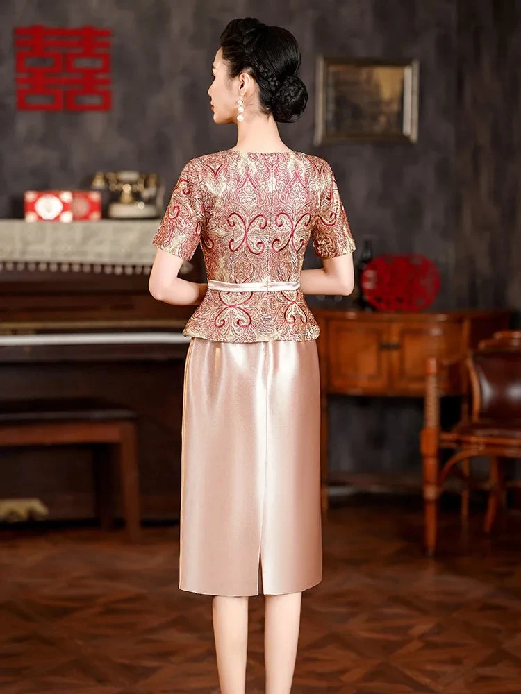Champagne qipao vestido de casamento 2025 nova primavera/verão vestido de banquete da mãe vestido de temperamento de alta qualidade