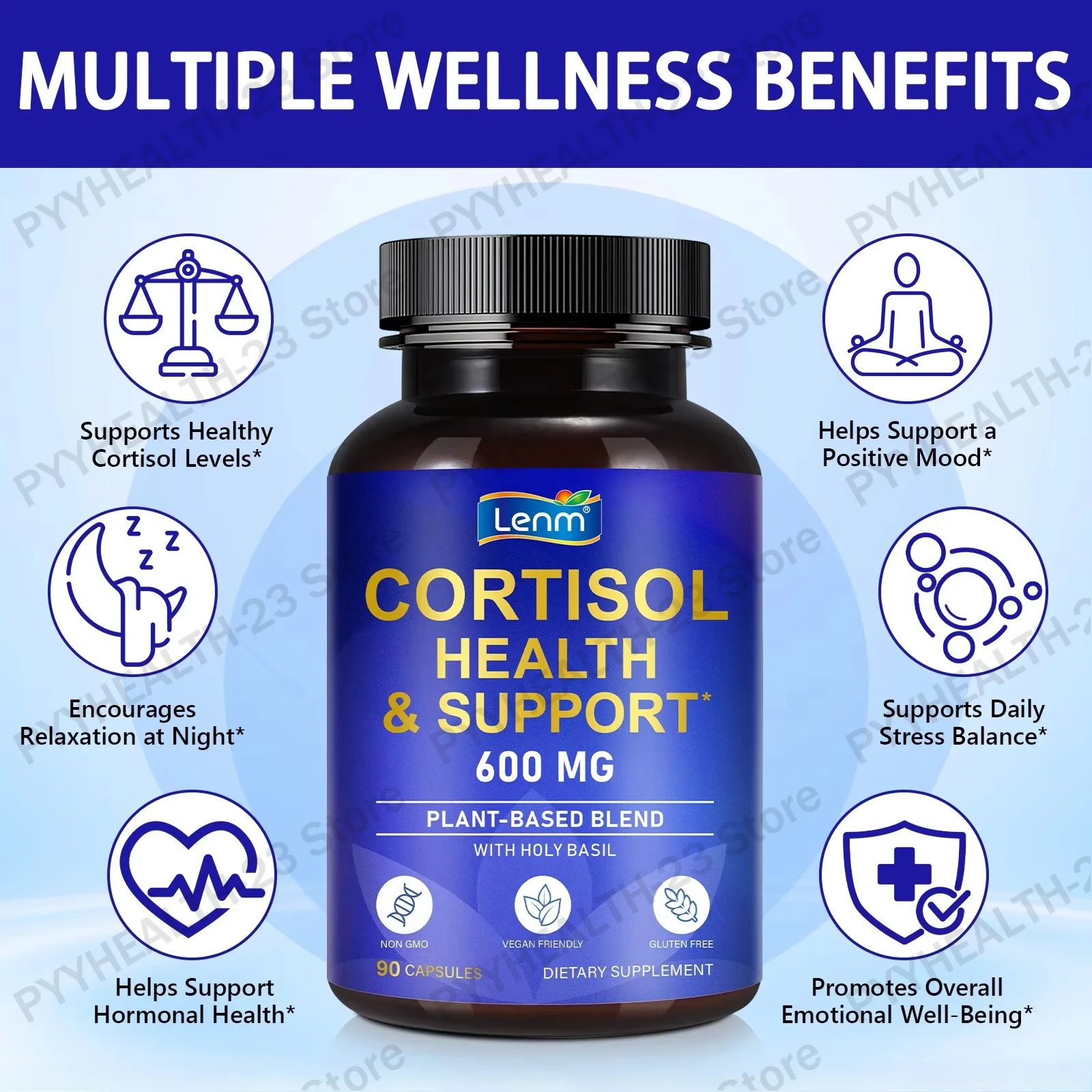 Cortisol Health & Support Capsules Improve Sleep and Memory Enhance Clarity of Thinking Relieve Stress Beauty & Skincare 90 Pcs