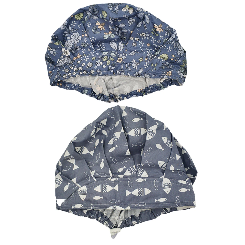 

2pcs Medical Work Caps Printed Nursing Scrub Hats Comfortable Operating Room Caps For Nurses Doctors Beauty Spa Cap Chemo Hat