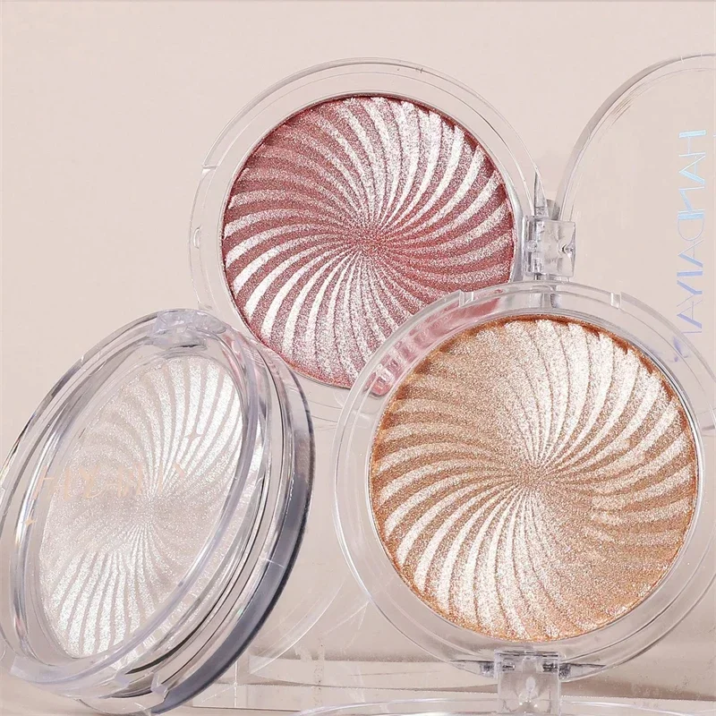 Paleta de Pó Perolado Diamante Highlighter Brilho Fino, High Gloss 3D, Contorno Facial Natural, Impermeável, Maquiagem de Longa Duração