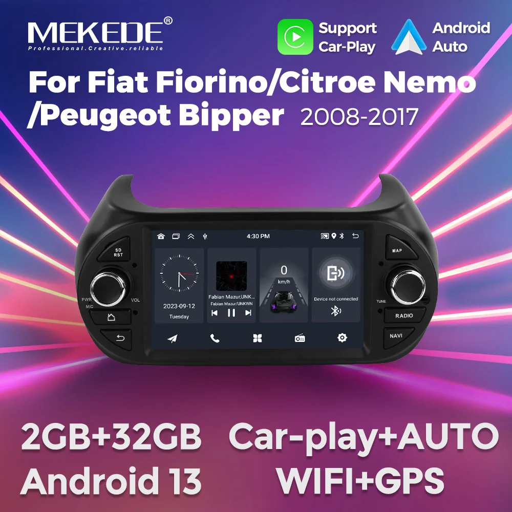 MEKEDE 1DIN 7-дюймовый Автомобильный Мультимедийный Плеер Android 13 Wi-Fi GPS Carplay Для Fiat Fiorino Citroen Nemo Peugeot ...