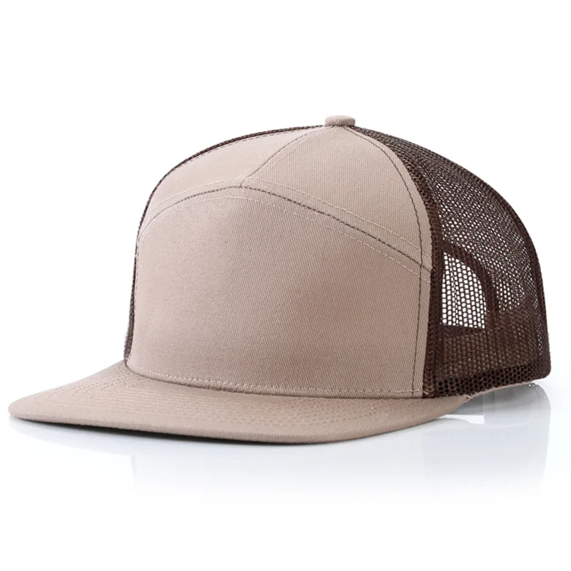 7 Panel Flat Brim Baseball Cap Men and Women Mesh Truck Hat Summer Outdoor Adjustable Snapback Hip Hop Gorras