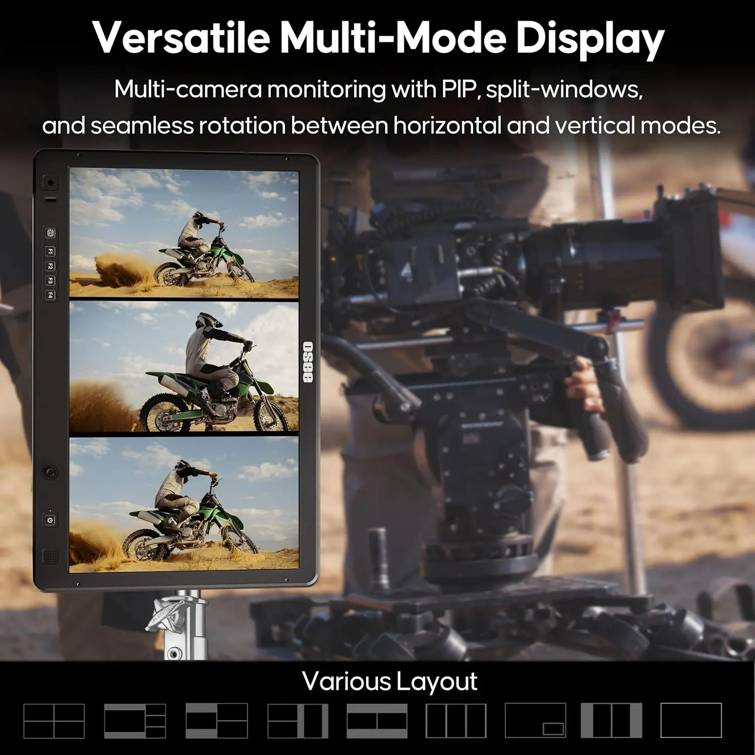 Osee Mega 22S4 21.5 Inch Multi-View Production Monitor Daylight Viewable 1500nits Broadcast Director Monitor for Professional Us