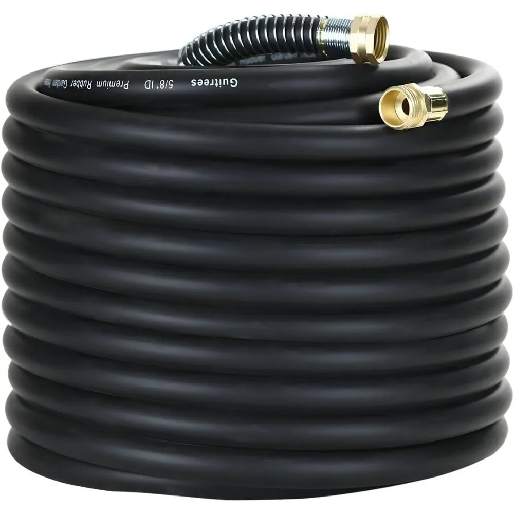 

150FT 5/8 Heavy-Duty Rubber Garden Hose - 200psi Working, 1000psi Burst - Hot/Cold Water - Five-Layered Braiding for Durability