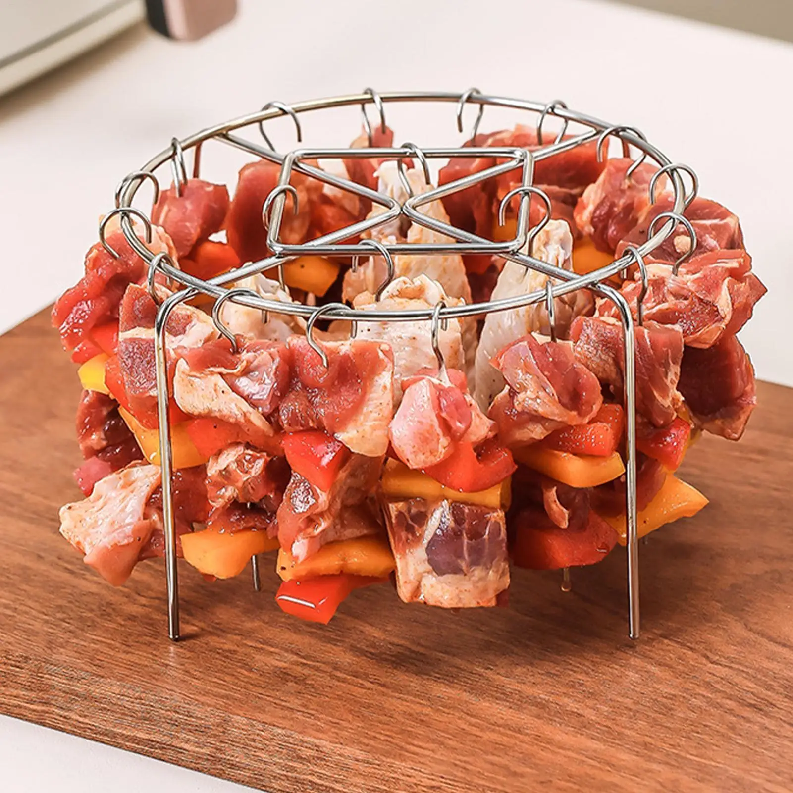 Support vertical pour frites et brochettes en acier inoxydable 304 résistant à la chaleur avec 24 brochettes spéciales pour viande, pour four et barbecue