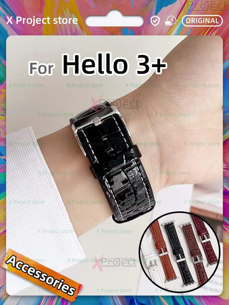 Correa de cuero para reloj inteligente Hello Watch 3 Plus, H12, H13 PRO Plus, banda de diseño de piel de cocodrilo, pulsera de lujo para negocios