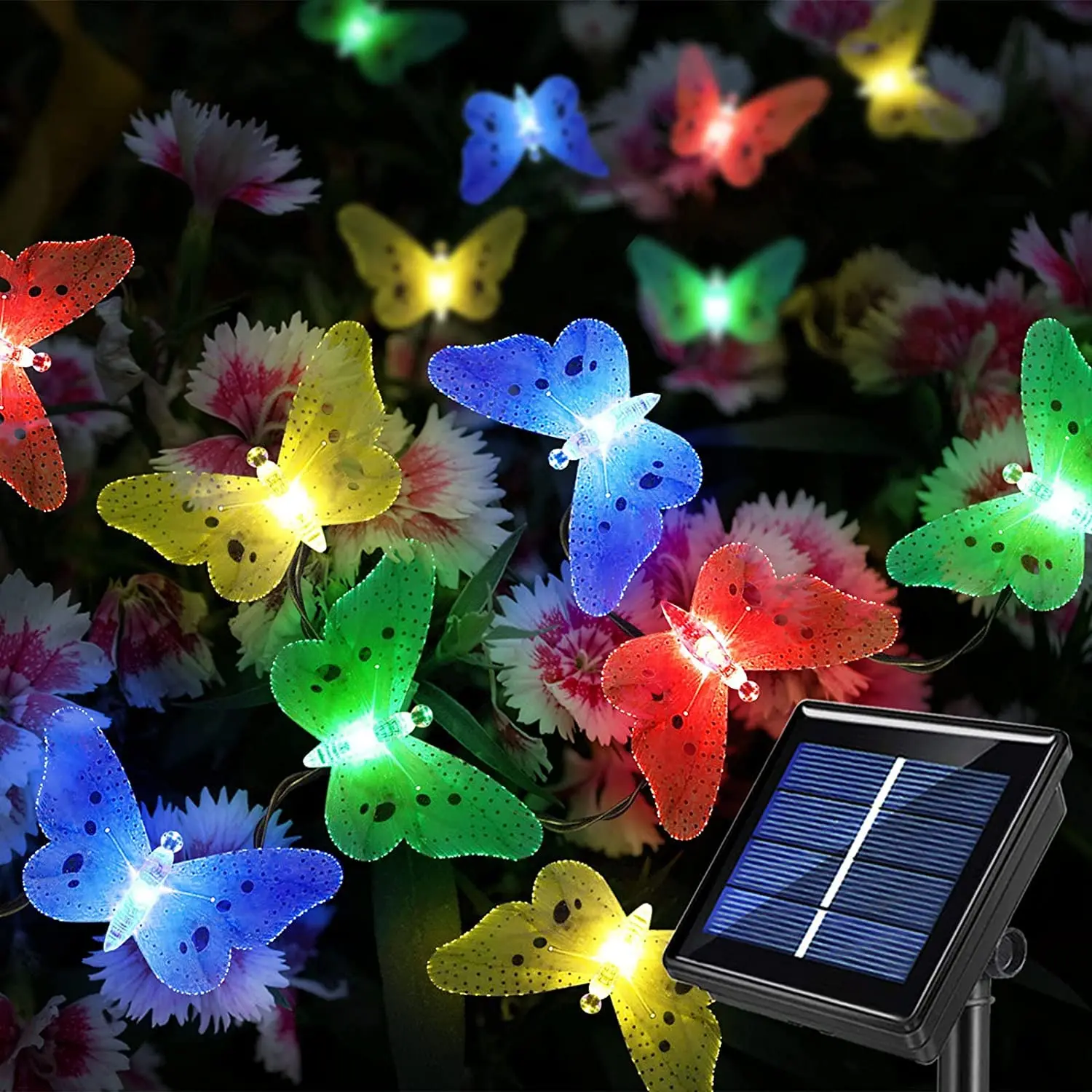 

12pcs Solar Powered Butterfly Lights Waterproof Solar Garden String Lights for Christmas Tree Holiday Fence Wedding Light Decor