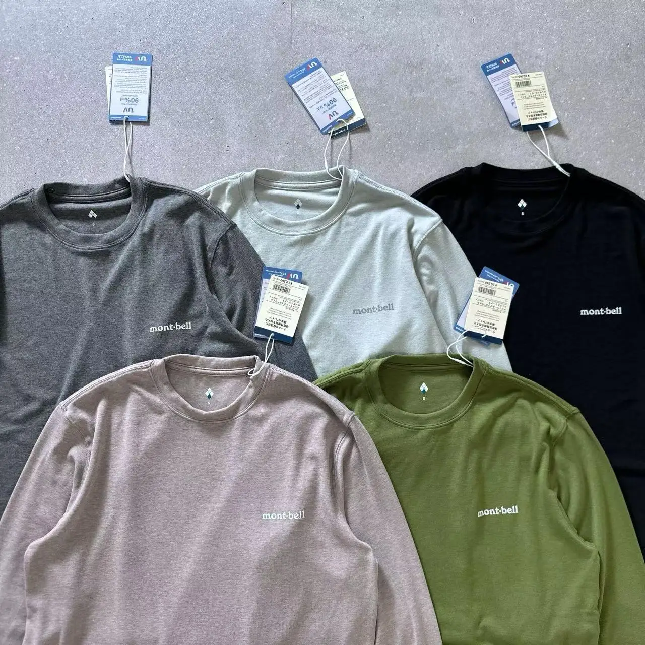 Print Size Tag MONTBELL Long Sleeve T Shirt Hem Patch Label Men Women High Quality Mountain Climbing Hiking Commuting Tops Tee