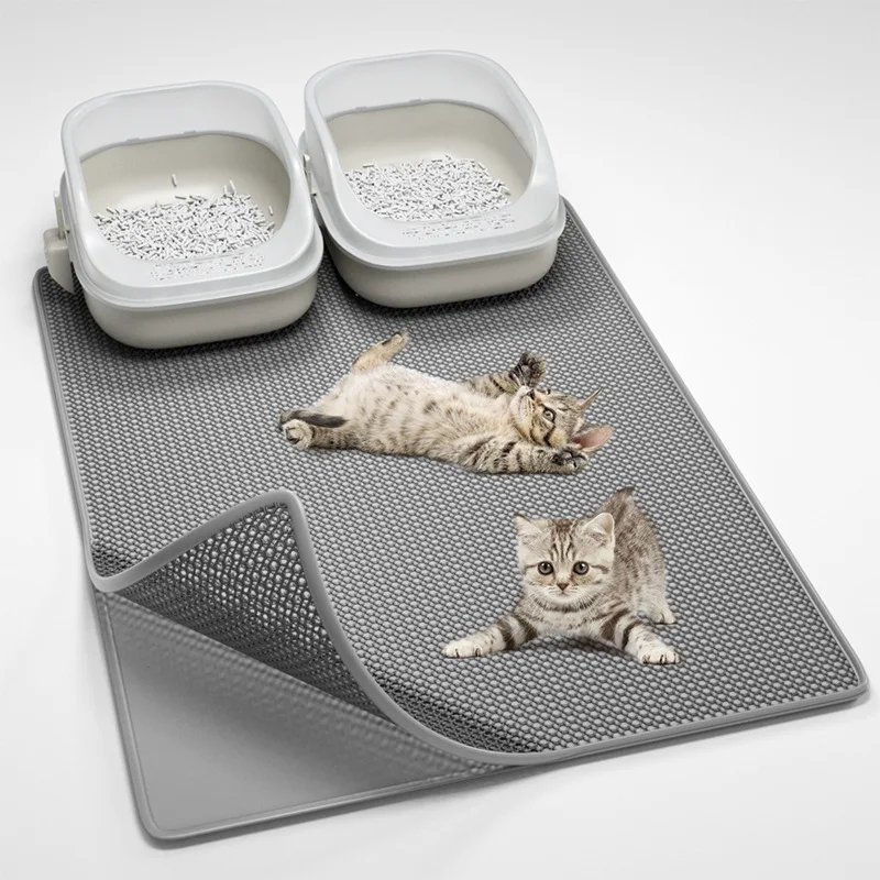 Esterilla de arena para gatos, caja de arena impermeable de doble capa, antideslizante, lavable, suministros de limpieza para mascotas