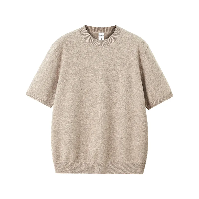Men's T-shirt 2026 Spring New Trendy Brand Loose Warm Knitted Short-sleeved Crew Neck