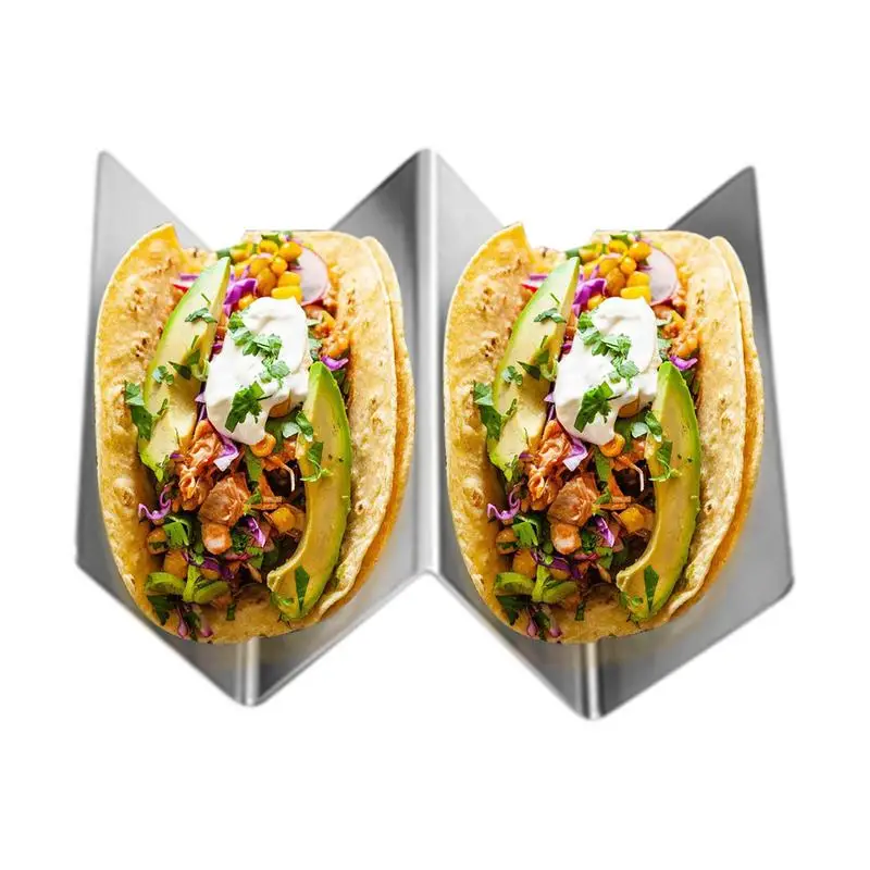 Taco Holder Stand Stainless Steel Tray W-Shaped Taco Holder Kitchen Dining Room Cafeteria Rustproof Taco Holder Space-Saving