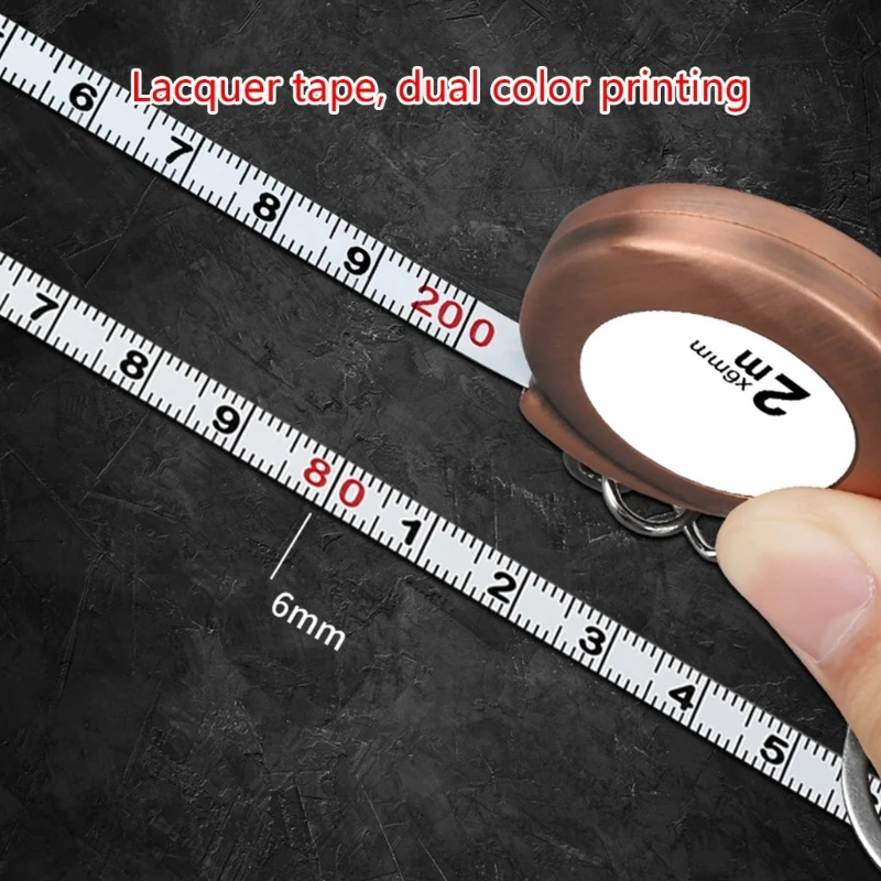 2M Tape Measure Keychain Mini Steel Tape Professional Tape Retractable Tape Measure Keychain Portable Keyring Pull Ruler M4YD