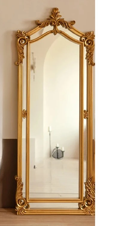 French retro dressing carved wall-hung floor-mounted full-body cloakroom fitting mirror