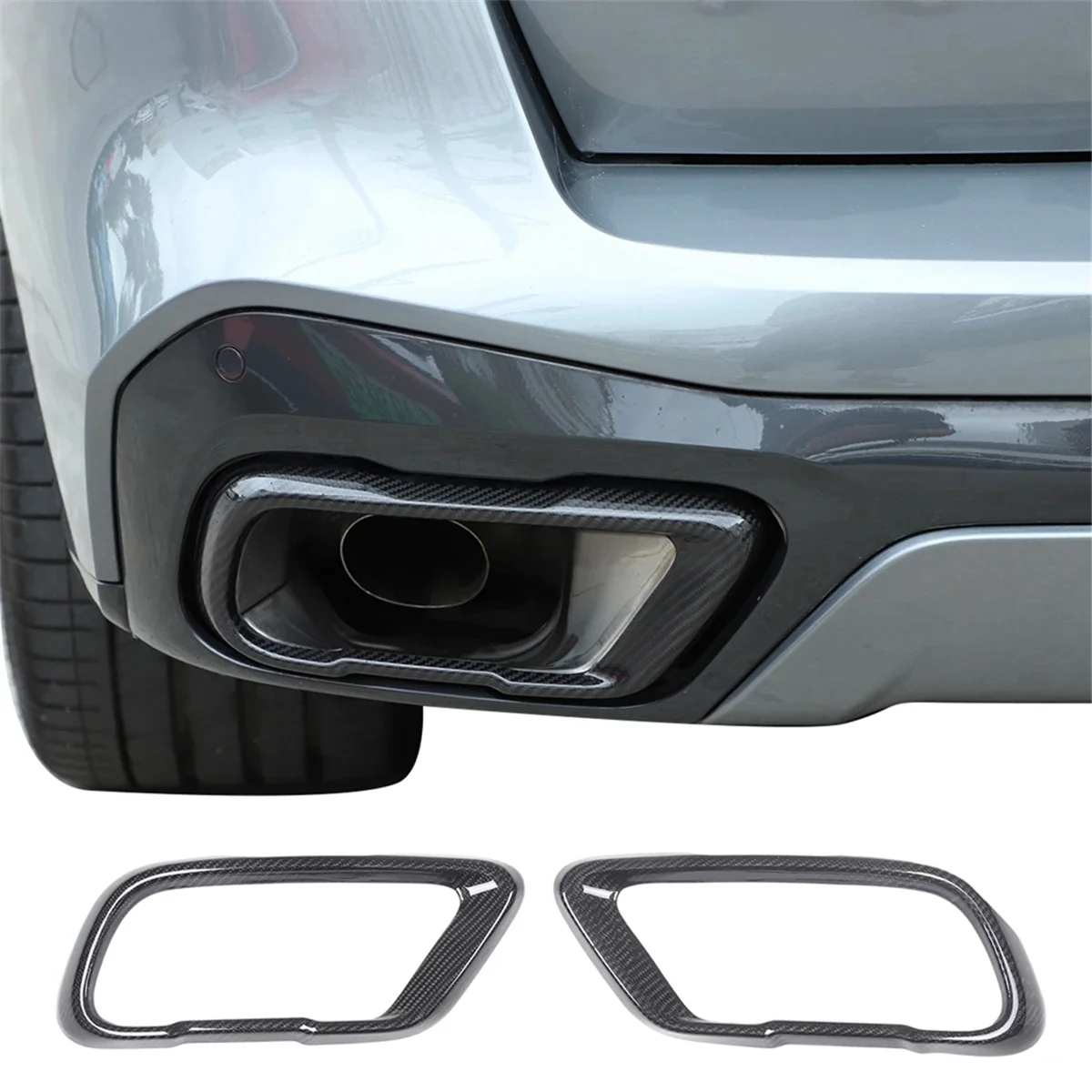 Carbon Fiber Tail Muffler Exhaust Pipe Output Cover for BMW X5 X6 X7 G05 G06 G07 2019-2022 M Sport Version Accessories