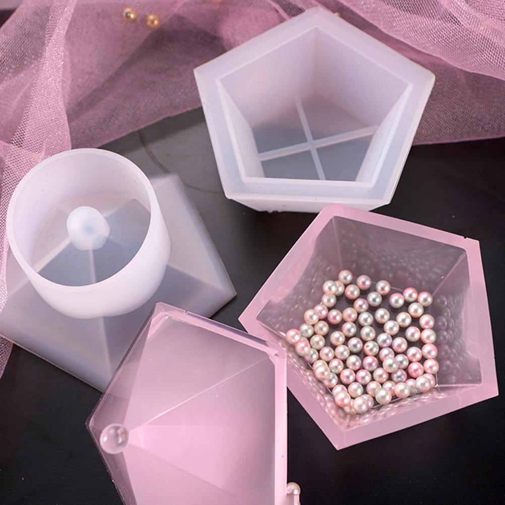 

Pentagonal Storage Box Mold Silicone Jewelry Container DIY Ring Holder Heat Resistance Reusable Easy Release Cleaning Safe