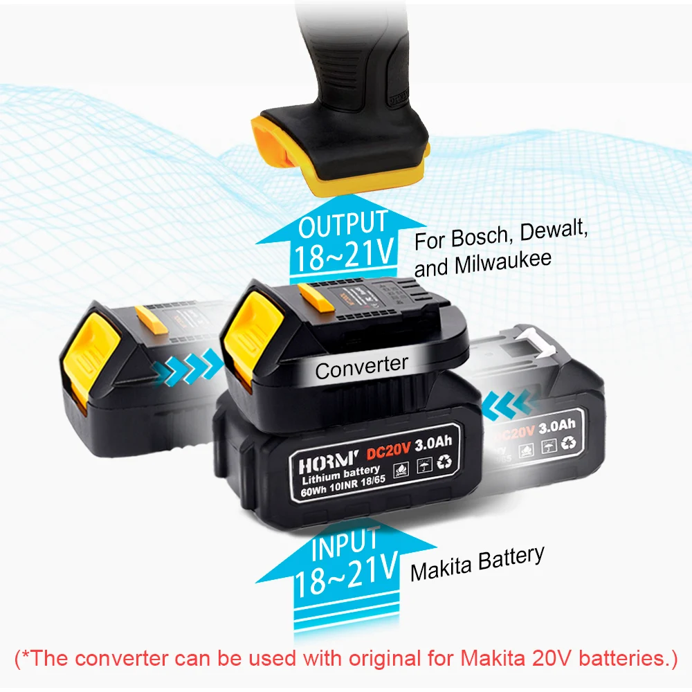 Battery Converter Adapter For Makita Battery to Bosch/Dewalt/Milwaukee Battery 18~21V Power Tool Automatic Voltage Matching