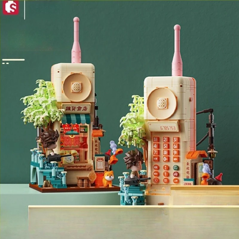 

SEMBO Building Blocks Pick Up Light Memory Grocery Store Vintage Jewelry Assembly Building Blocks Model Jewelry Collection Gifts