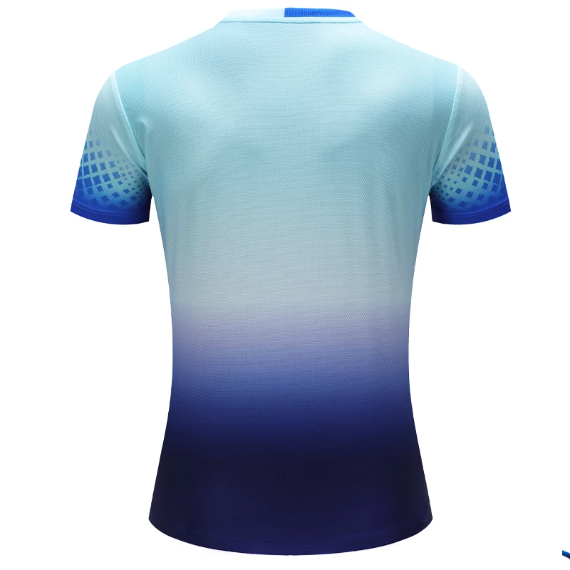 Fashion Gradient Check Print T Shirt Women Badminton Table Tennis Training Summer Tops Casual V Neck Sports Short Sleeves