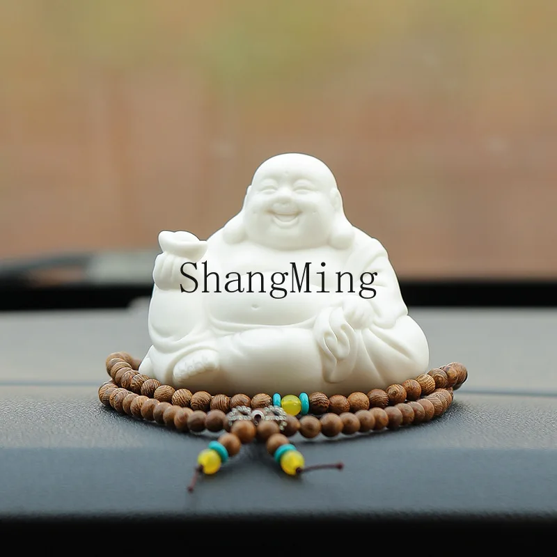 FG white porcelain Maitreya Buddha statue, car ornament, car interior and car decoration products to ensure safety