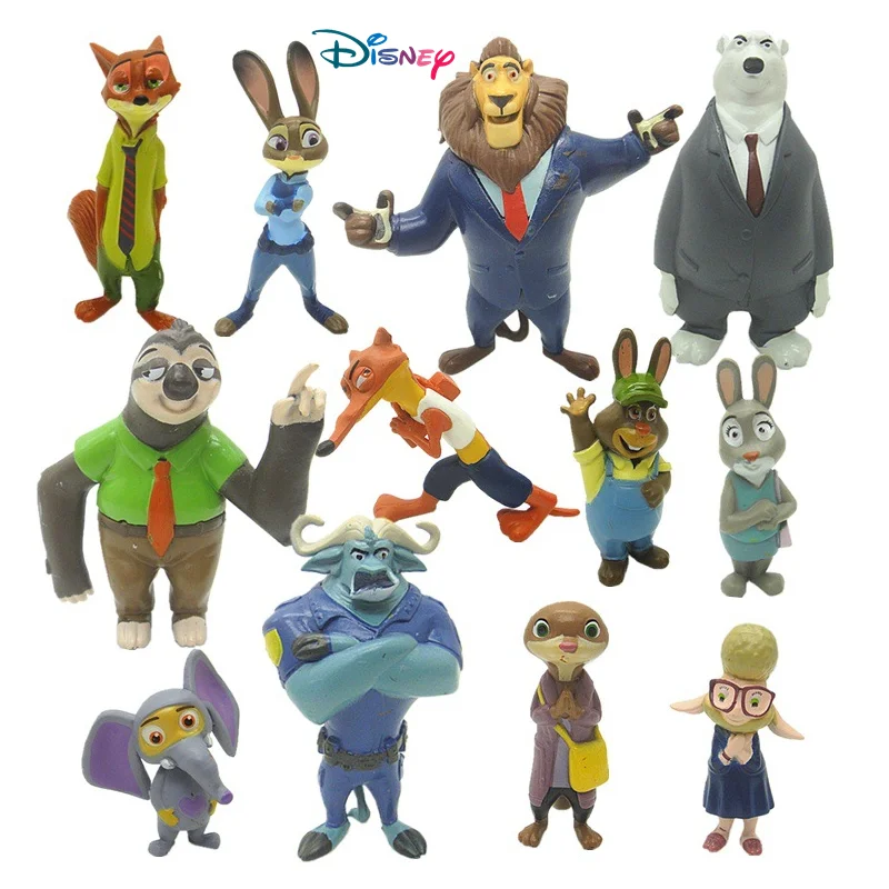 12Pcs/Set Disney Zootropolis Cartoon Action Model Doll Toys Anime Figures Judy Hopps Nick Wilde Fox Rabbit Kids Christmas Gifts