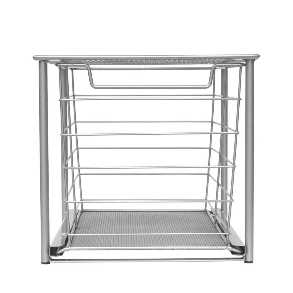

Large Stackable Slide-Out Drawer Organizer, Satin Nickel, 15" x 10 " X 9.3"