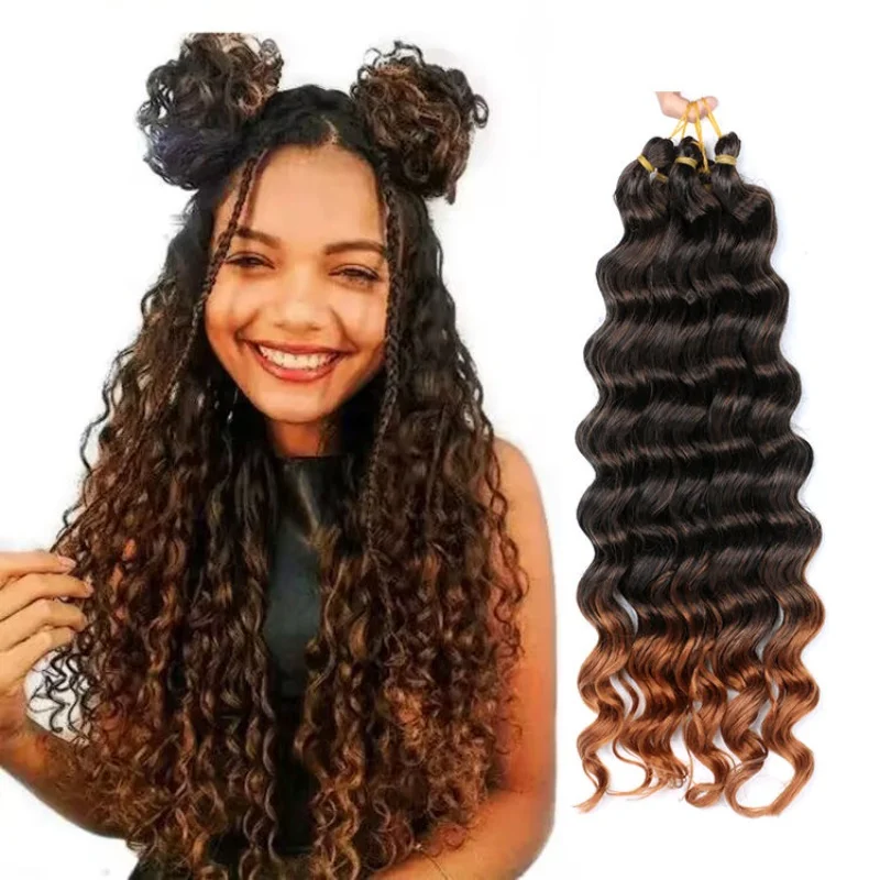 

Ocean Wave Crochet Hair Deep Wave Braiding Hair Curly Wavy Hair for Boho Braids Synthetic Hair Extensions for Black Women