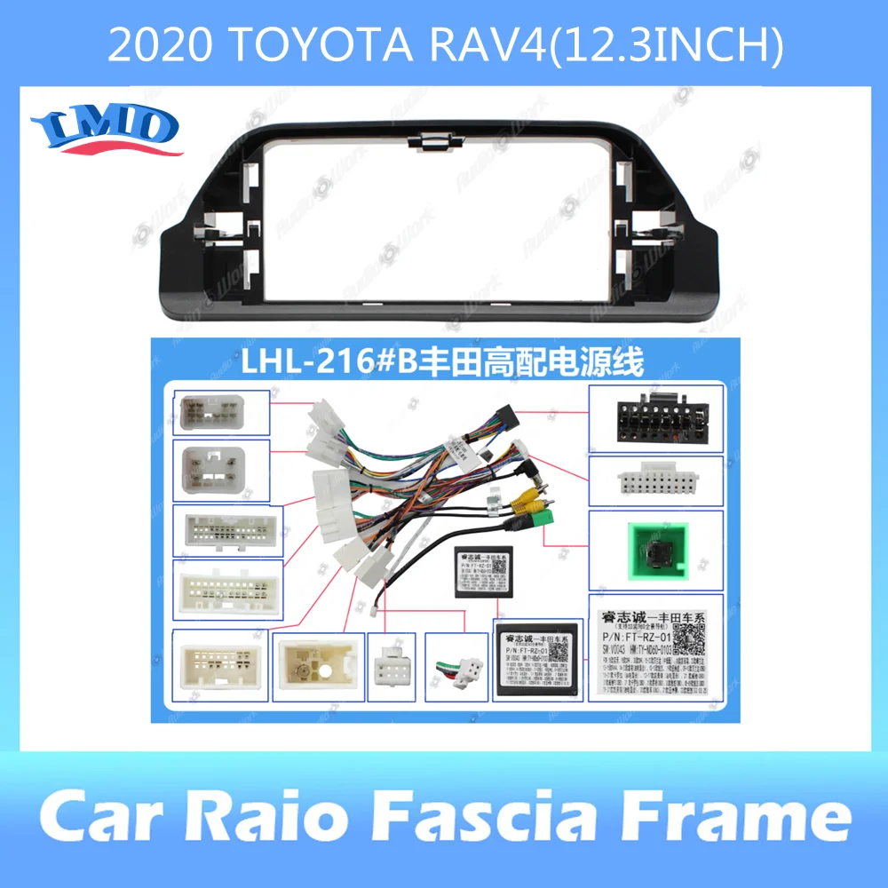 2 Din Car DVD Frame Audio Fitting Adaptor Dash Trim Kits Facia Panel 12.3inch For 2020 TOYOTA RAV4 Double Din Radio Player