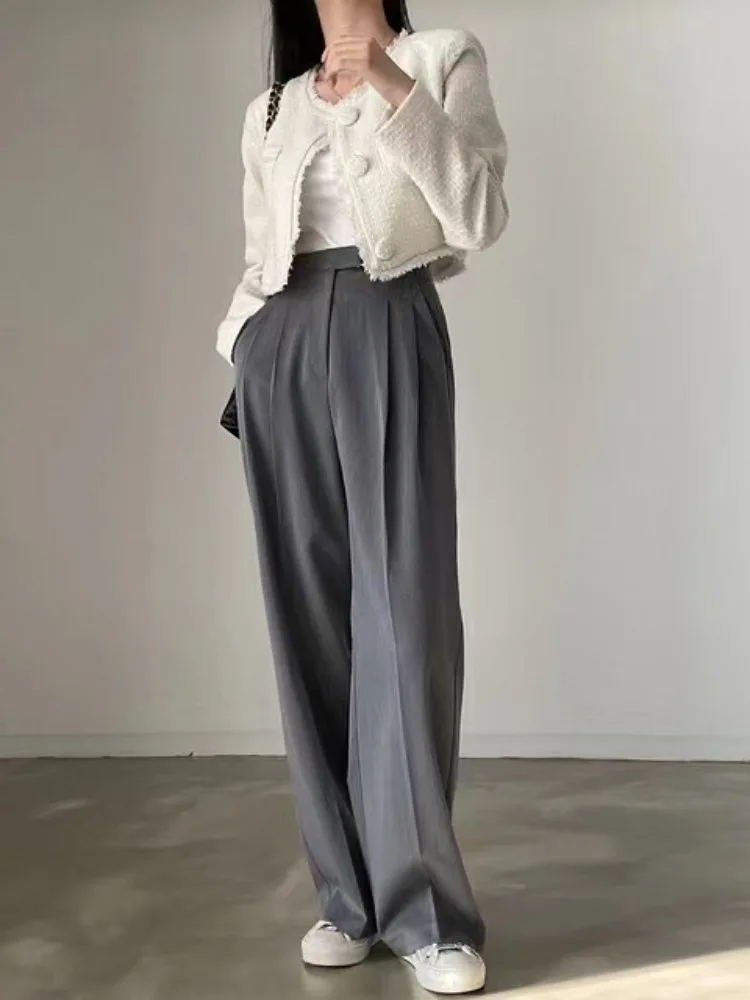 Conjunto F Estilo Retrô Chique: Jaqueta Curta de Manga Longa com Botão Único e Gola Redonda e ssaia Bodycon de Cin...