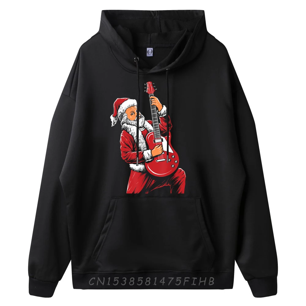 Santa Playing Guitar Christmas Pajama Musician Guitarist Luxury Hoodie Men High Quality Brand Clothing